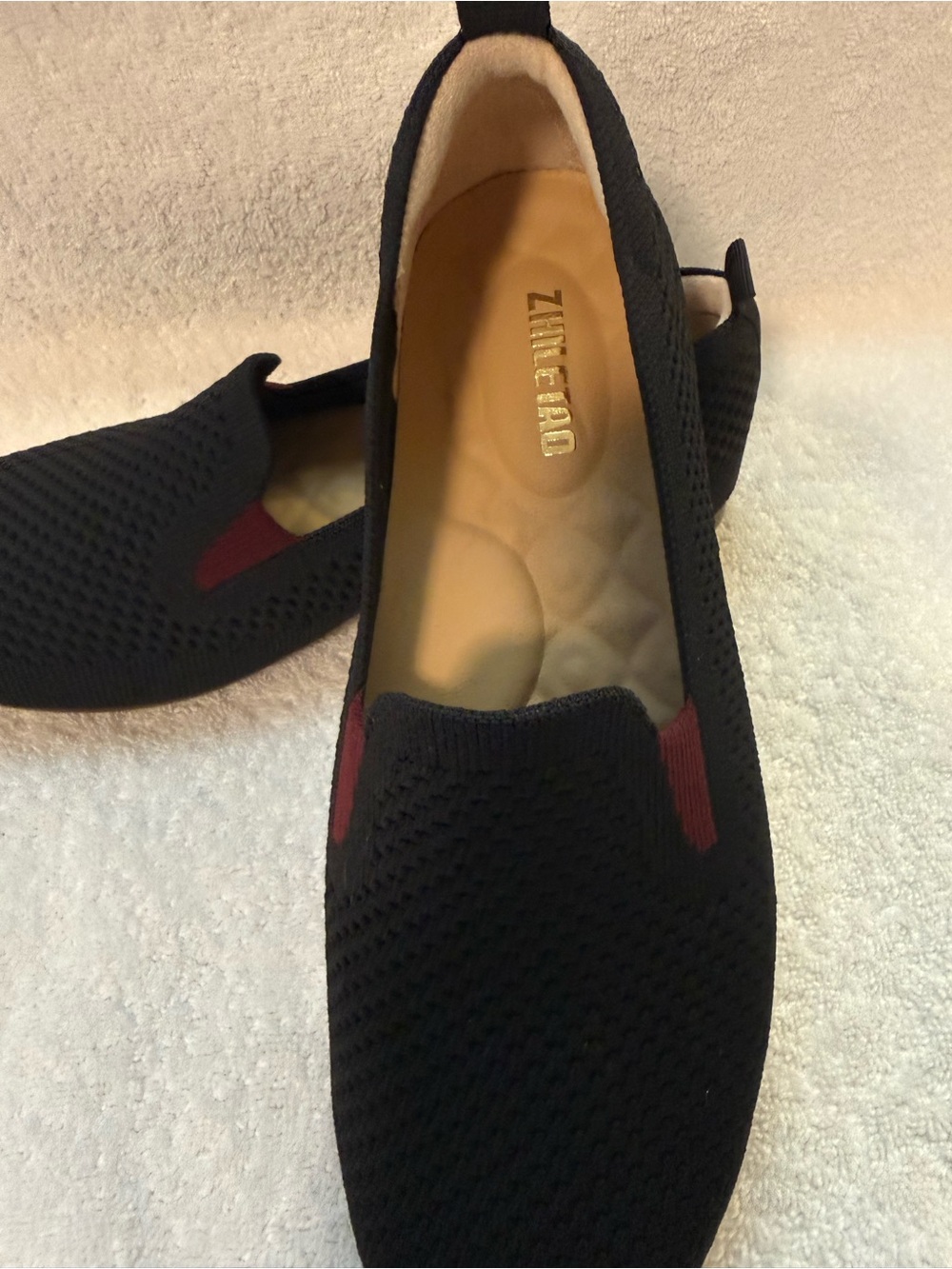 Black Knit Slip-On Loafer with Burgundy Accent bundle shoes for deeper discount - Picture 2 of 12